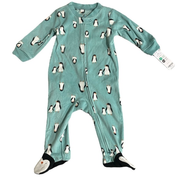 Carter’s Penguin Footed Fleece Sleep & Play Pajamas – Size 9M NWT - Picture 1 of 9
